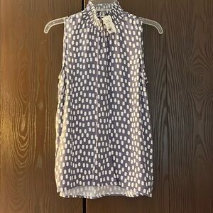 Tart Collection sleeveless blue top with white dots. Size XS. NWT.